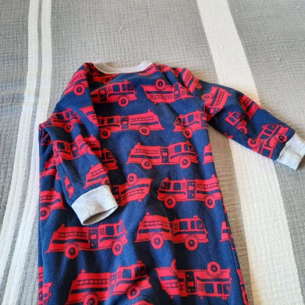 Carter's Red Firetruck Baby Footie Pajama - Navy/Red, Size 18 month old